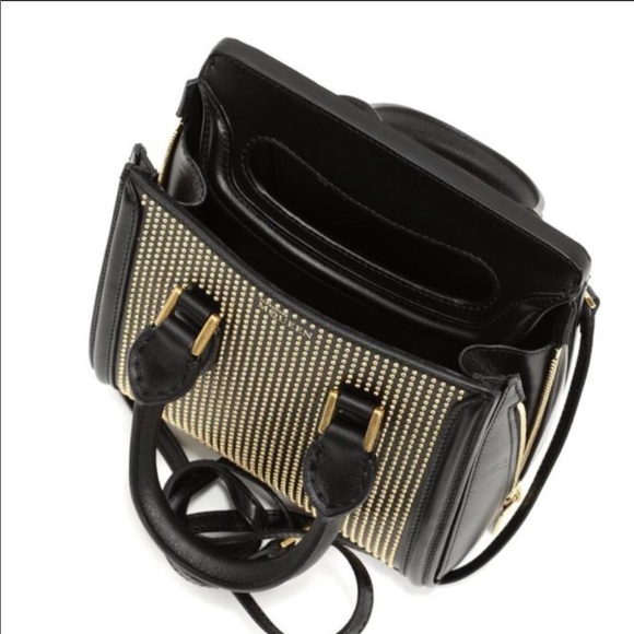 Alexander McQueen Leather Mini Heroine Black Gold Studded Tote - Picture 13 of 16